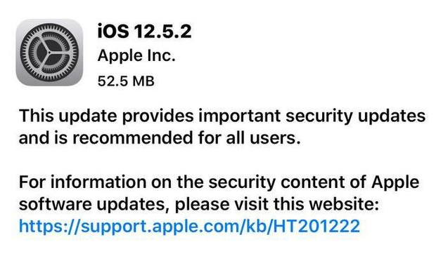 松溪苹果手机维修分享iOS12.5.2发布，建议所有老苹果用户安装 